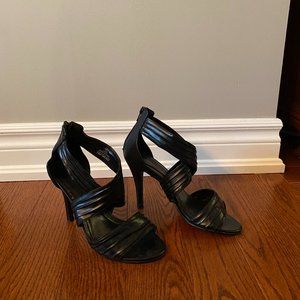 Black Strap Open Toe Heels